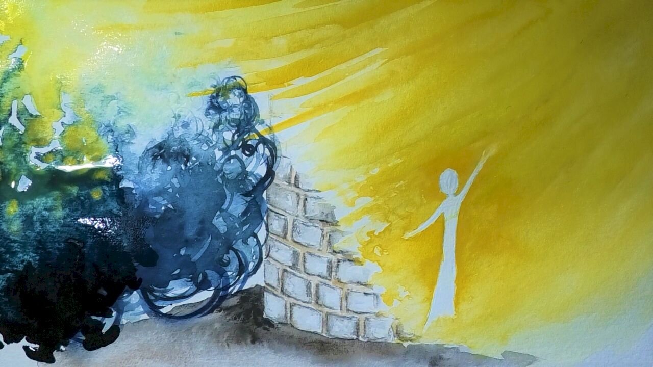 christian watercolor painting,Psalm 27, The Lord is our safety place