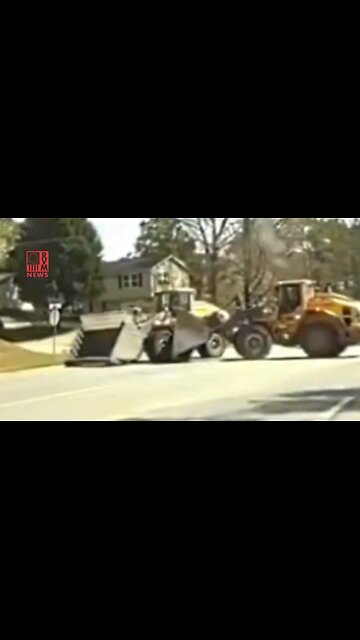 HEAVY Front End Loaders Go Head To Head In Wild Police Pursuit