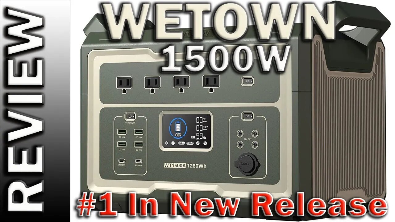 WETOWN Power Station 1500W Solar Generator 1280Wh LiFePO4 Battery Portable Solar Powered Generators