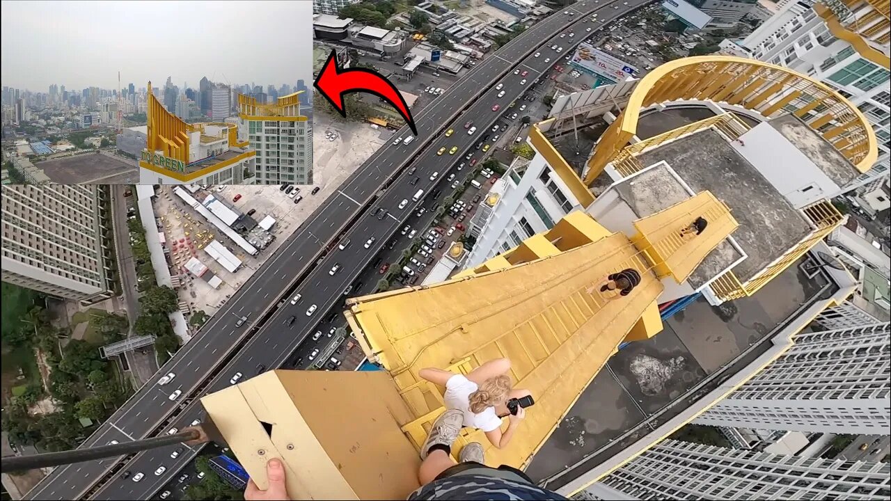 WOULD YOU SLIDE DOWN THIS? Crazy gold rooftop!!