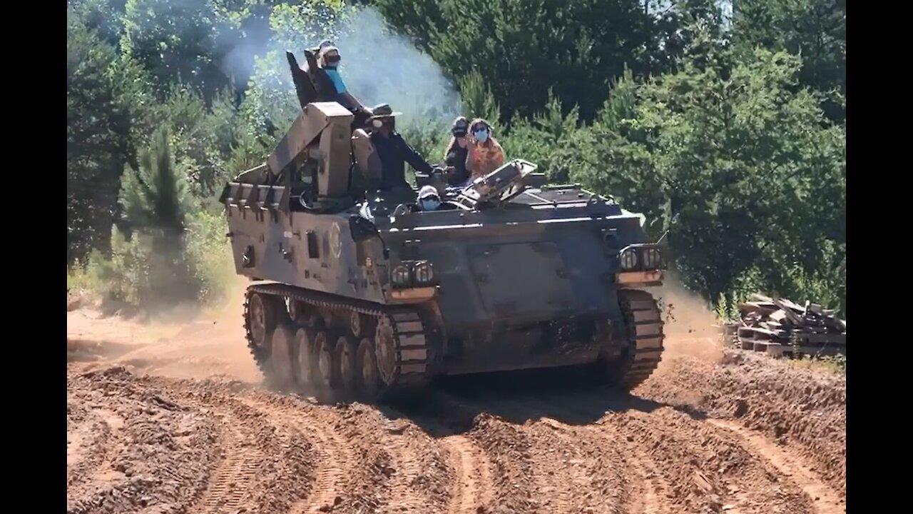 Liam Driving Armored Vehicle at Tank Town USA in Georgia - July 2020