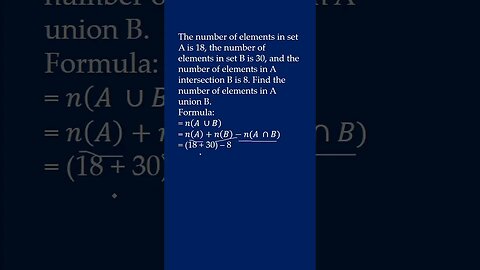 Determining the Cardinality of the Union of Two Sets - English #shorts