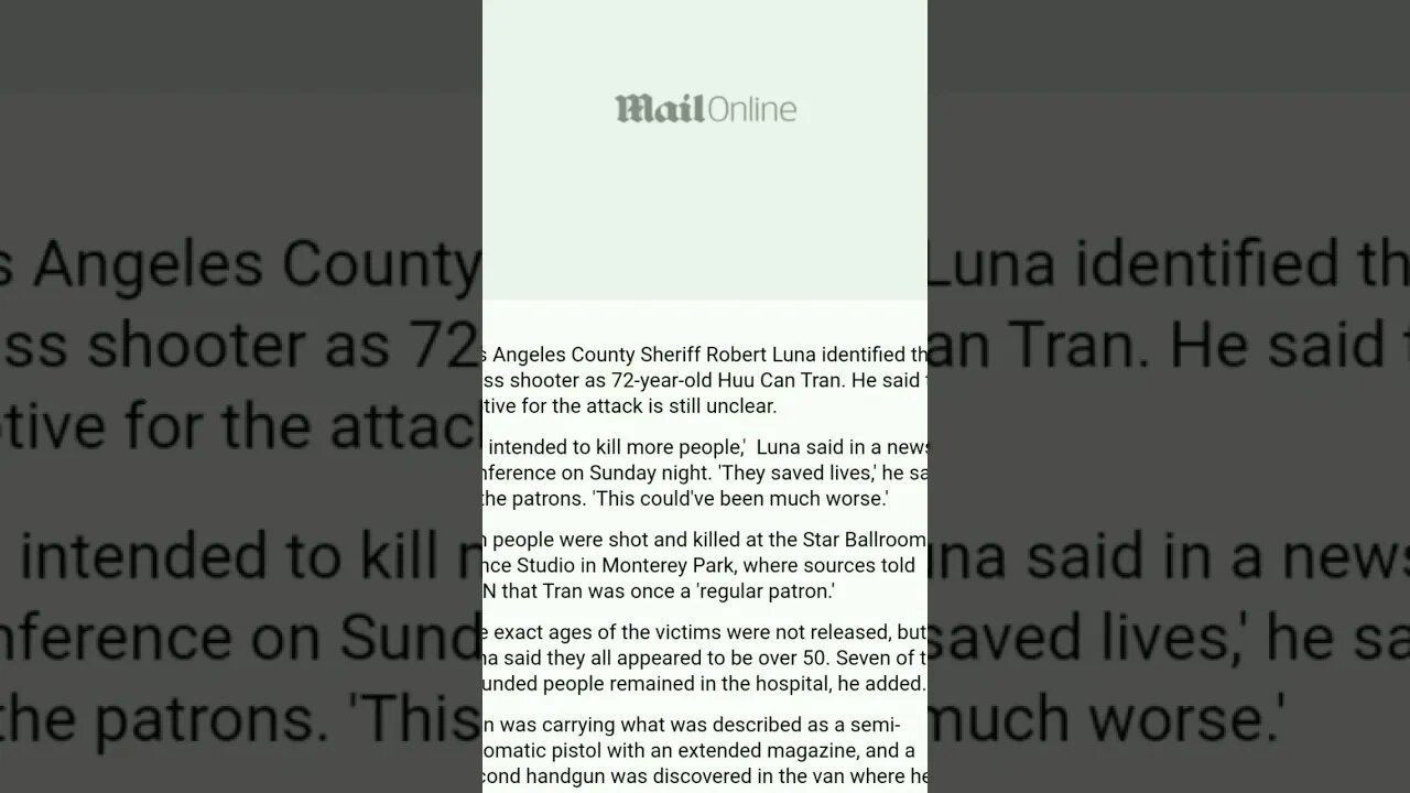 Huu Can Tran Monterey Park GUNMAN Identified #HuuCanTran #shorts