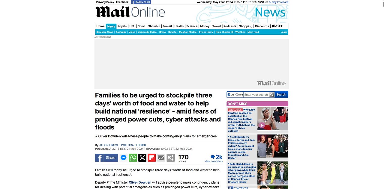 FAMILIES URGED TO STOCKPILE THREE DAYS WORTH OF FOOD AND WATER - CYBER ATTACK HOAX ON COMING