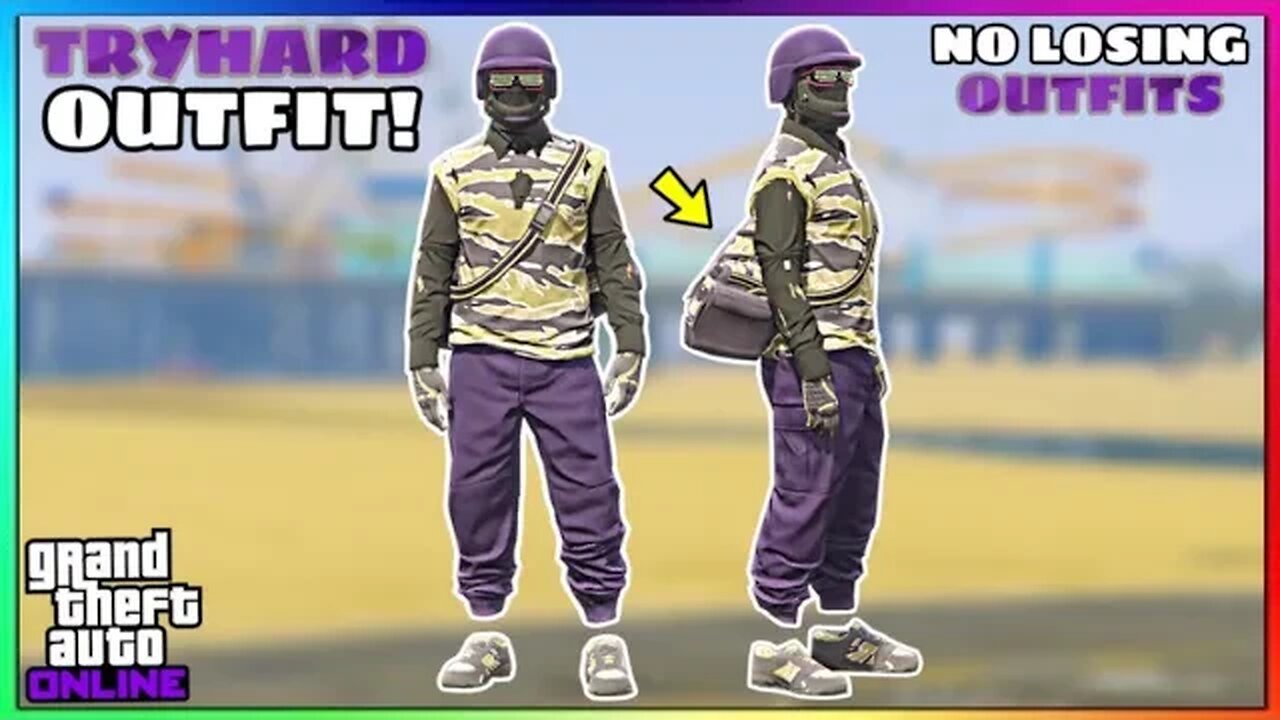 Easy Purple Joggers Ripped Contrast Shirt Glitch Tryhard Modded Outfit (No Transfer) (GTA Online)