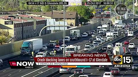I-17 Glendale crash closes several lanes during rush hour