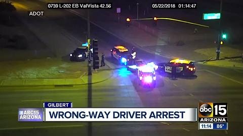 Wrong-way driver arrested in Gilbert