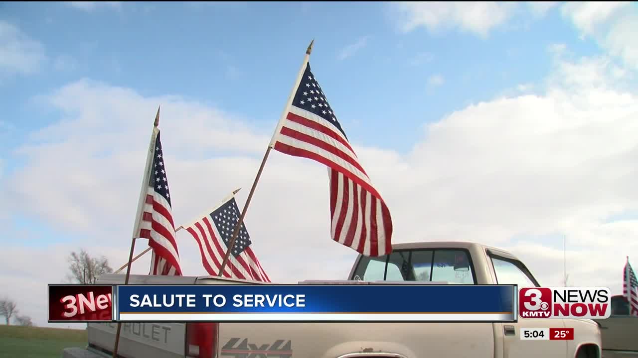 Platteview High School students honor veterans with flag display