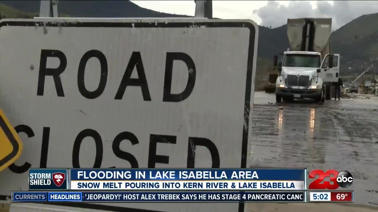 Heavy rain causes snow melt and flooding roads in Lake Isabella