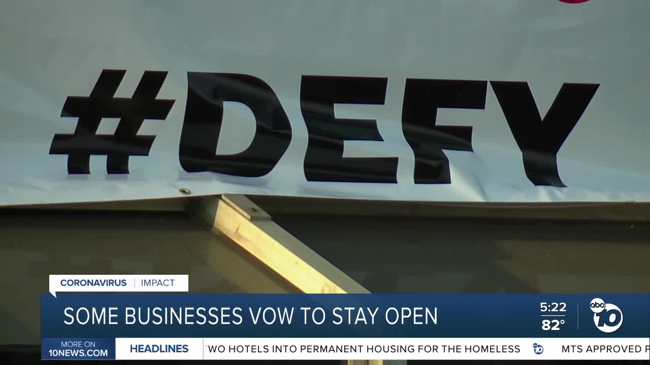 Some San Diego businesses vow to stay open despite orders