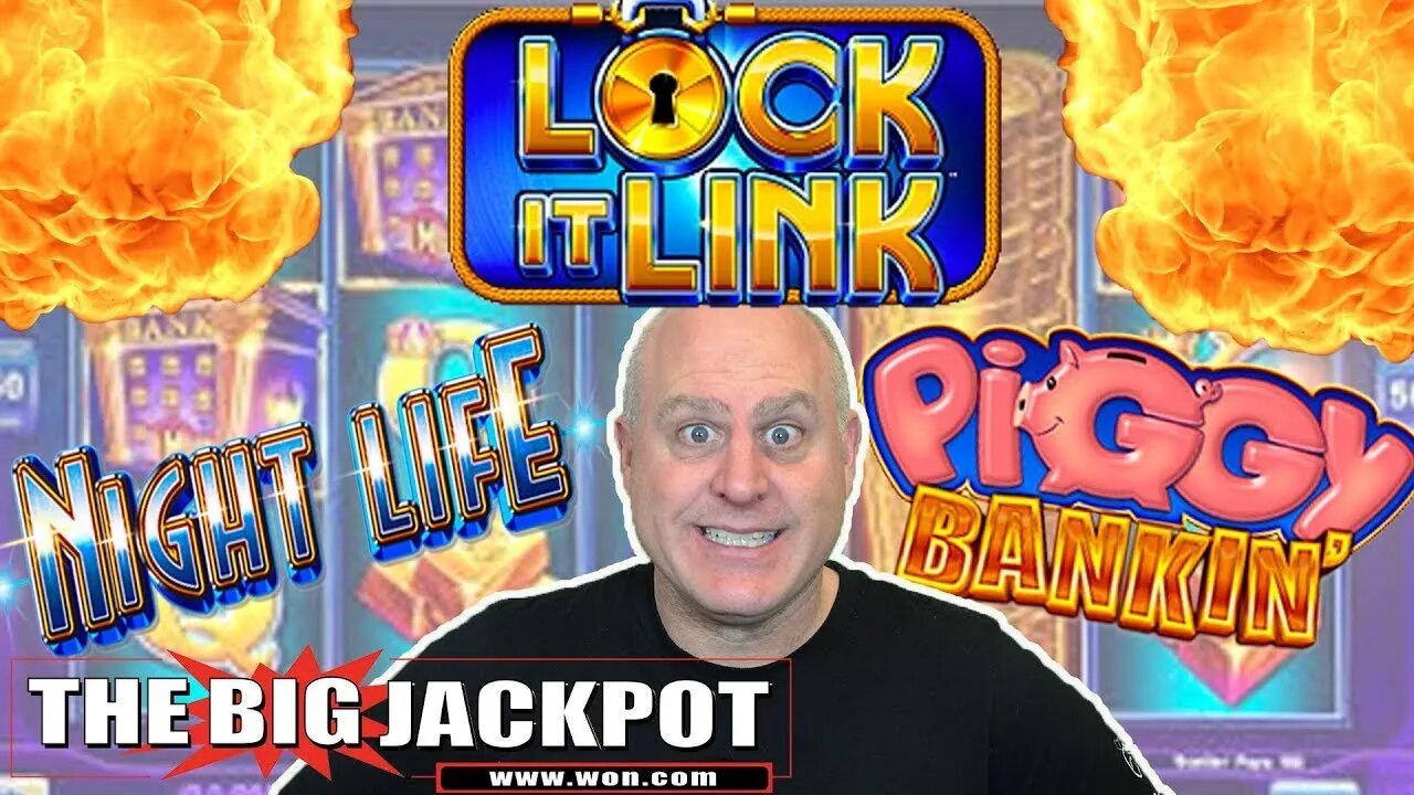 🔒 WOW! - 4 Jackpots on Lock It Link Slots! 🔒 Nightlife & Piggy Bankin' Wins