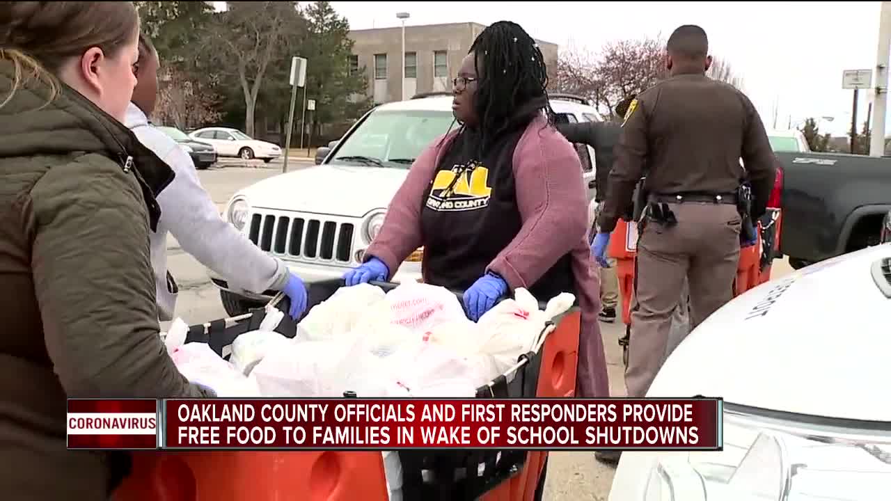 Oakland County officials, first responders provide free food to families in wake of school shutdowns