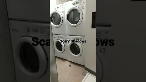 Scary Shadows of Big Scary Figure outside of laundry
