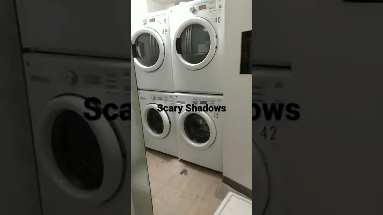 Scary Shadows of Big Scary Figure outside of laundry