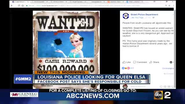 Police issue warrant for Elsa after brutal cold