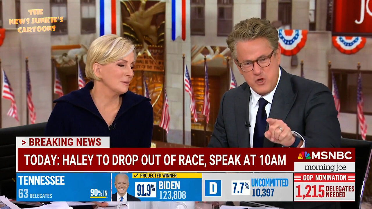 Fake conservative Morning Joe meltdown over Trump saying that Biden's America is a joke.