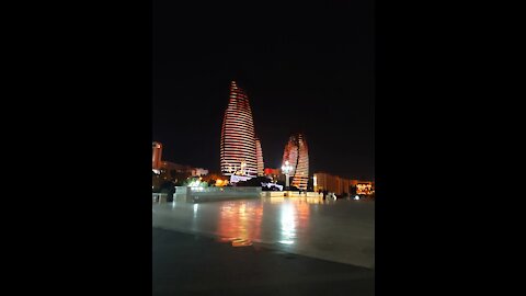 Flame tower in Baku Azerbaijan