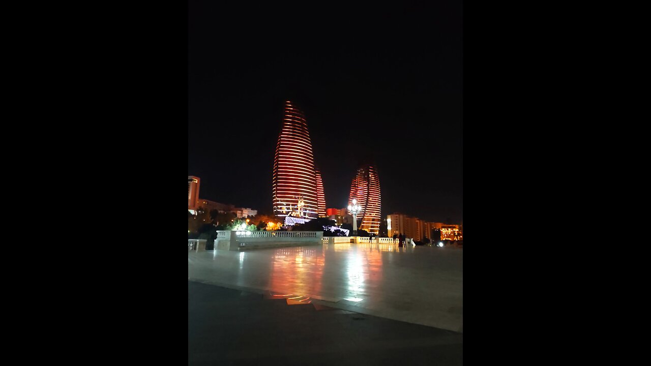 Flame tower in Baku Azerbaijan