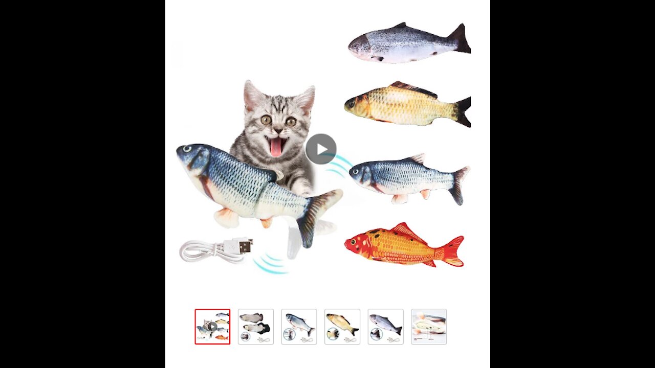 Pet Soft Electronic Fish Shape Cat Toy Electric USB Charging Simulation Fish Toys Funny Cat