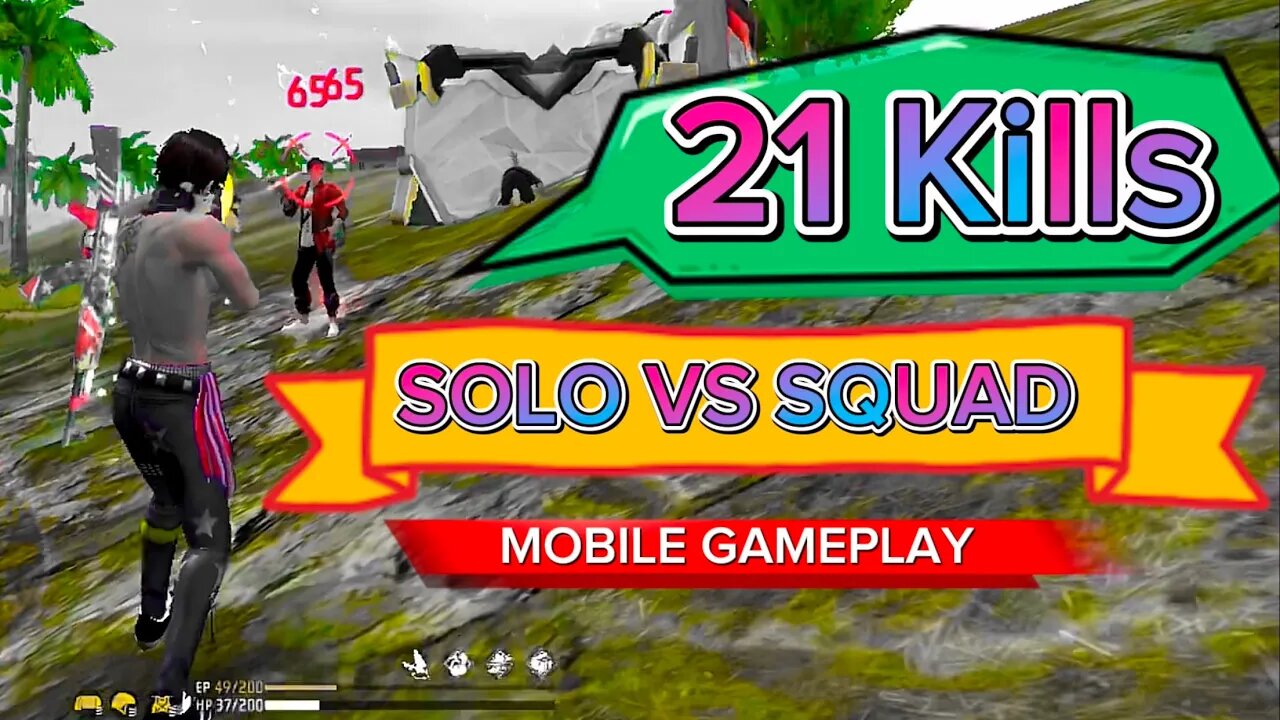 21 KILLS SOLO VS SQUAD // MOBILE GAMEPLAY // FREE FIRE 🔥