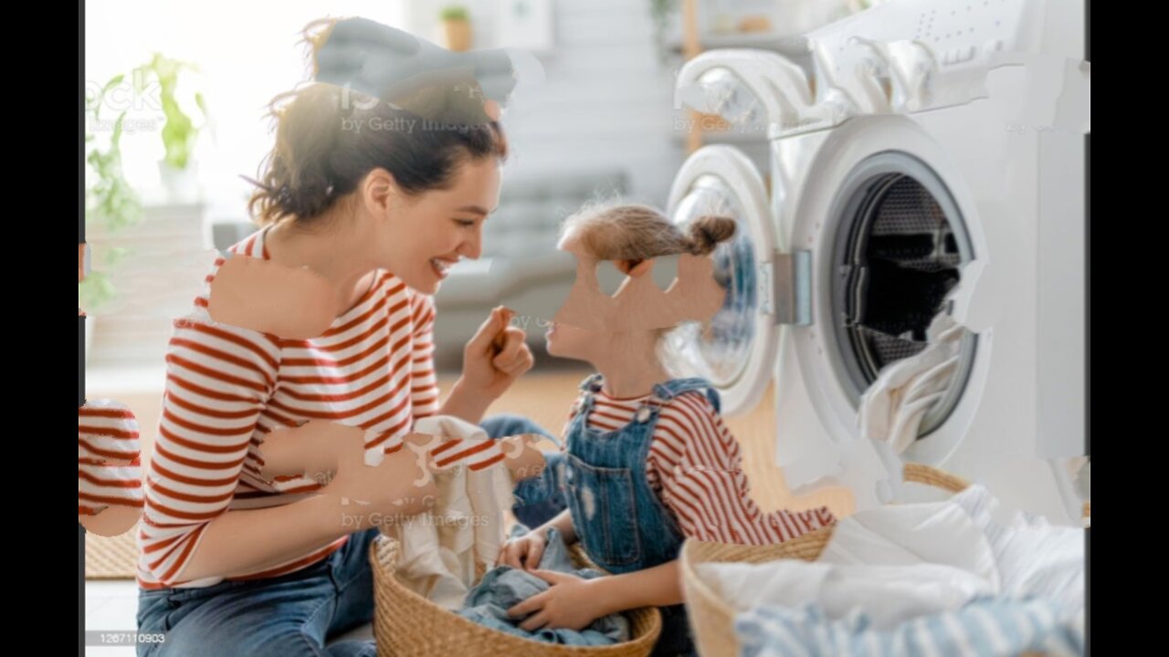 American girls washing clothes