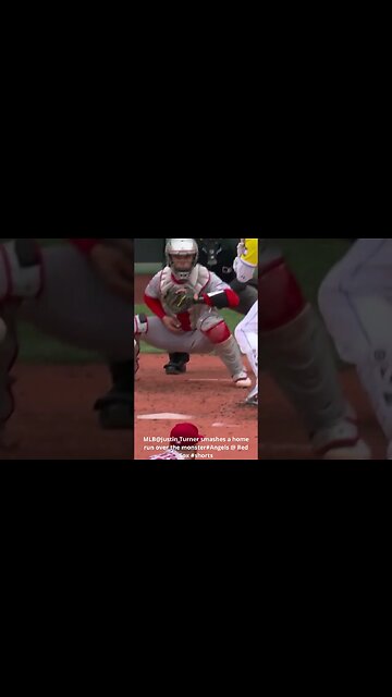 MLB@Justin Turner smashes a home run over the monster#Angels @ Red Sox #shorts #mlb