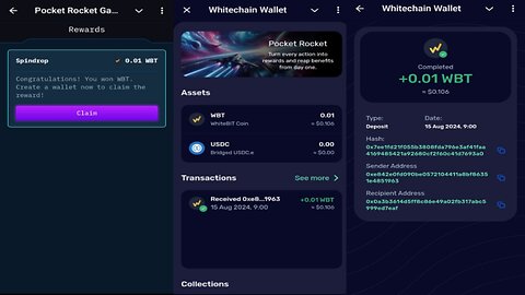 Pocket Rocket Game X WhiteChain | Spin The Wheel And Stand A Chance To Win An Airdrop Prize ( WBT )