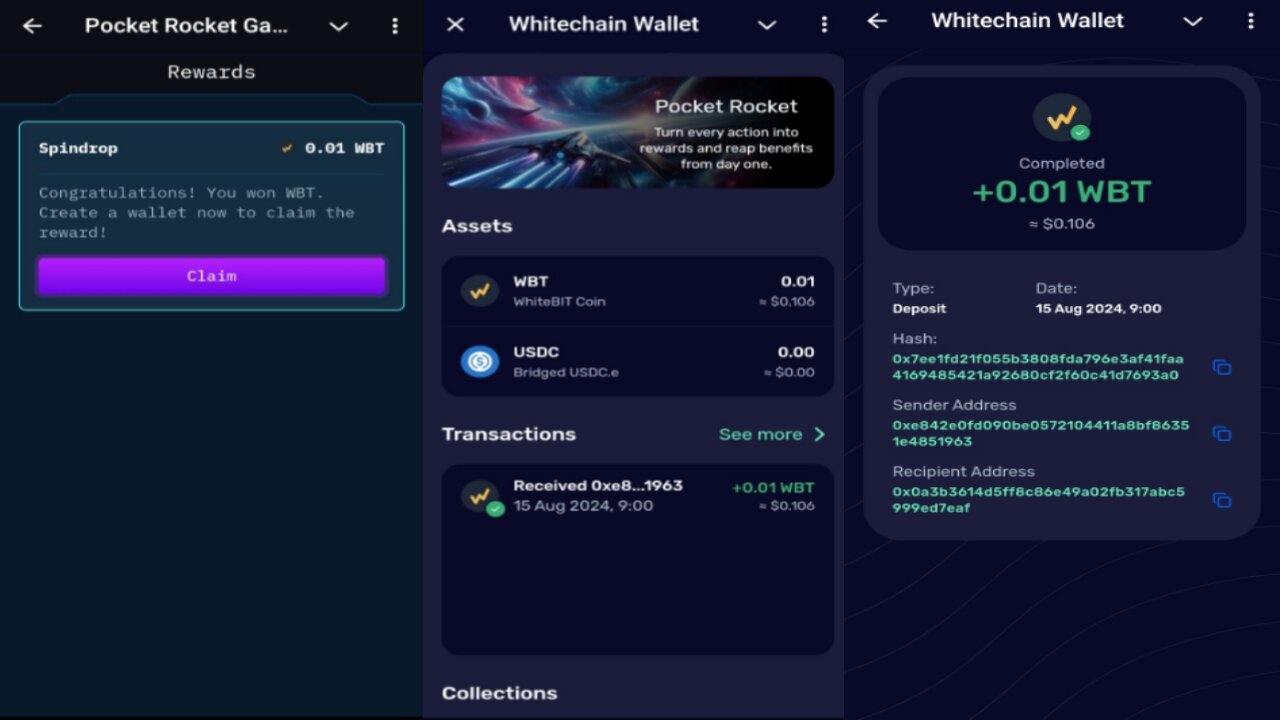 Pocket Rocket Game X WhiteChain | Spin The Wheel And Stand A Chance To Win An Airdrop Prize ( WBT )