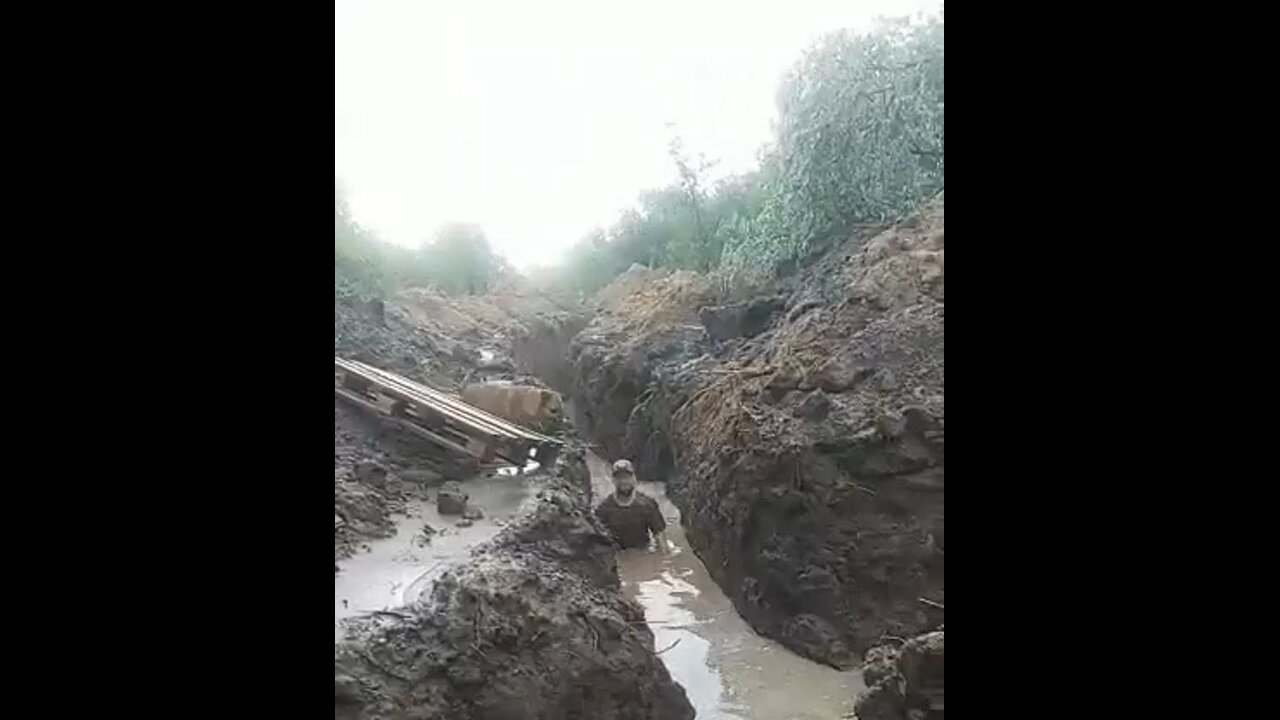 A flooded trench in Ukraine