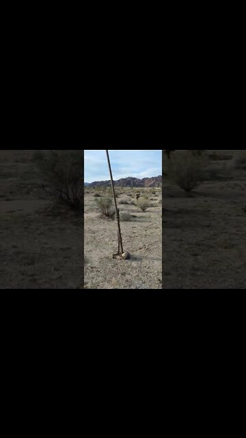 Wind chime sculpture in the desert.