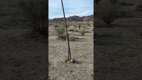 Wind chime sculpture in the desert.