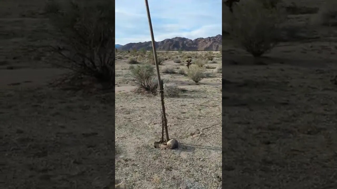 Wind chime sculpture in the desert.