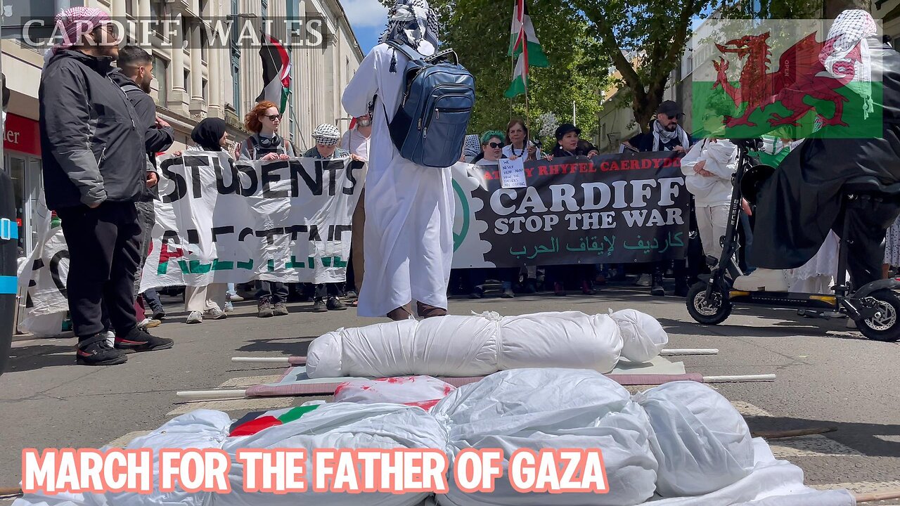 Silent March for father of Gaza, Queen Street Cardiff