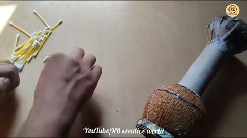 Waste Coconut Shell and Earbuds Craft Idea