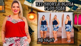 ✔️ KIT SHORT BLUSA COM ALCINHA PLUS SIZE