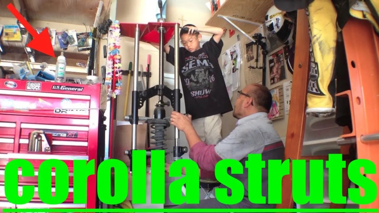 My 8 Year Old SON HELP Replace REAR STRUT '99-'08 Toyota Corolla Matrix√ Fix it Angel