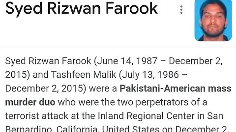 Syed Rizwan Farook (June 14, 1987 – December 2, 2015) ( 2015 ST BERNARDINDO )