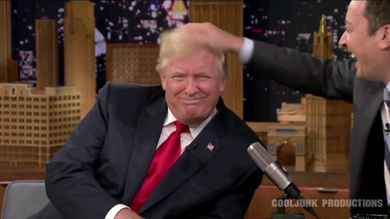 Jimmy Fallon rips off some of Donald Trump's Hair