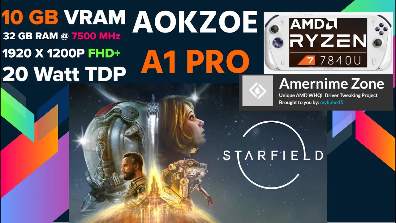 Starfield (Xbox GP) running on the AOKZOE A1 Pro "10 GB VRAM" [Amernime Zone 23.8.2 - 8/30 Drivers]