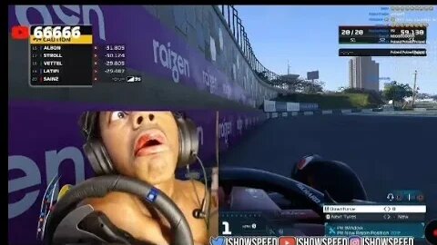 ishowspeed plays F1 22 and crashes then bleeds through his mouth 😂😂