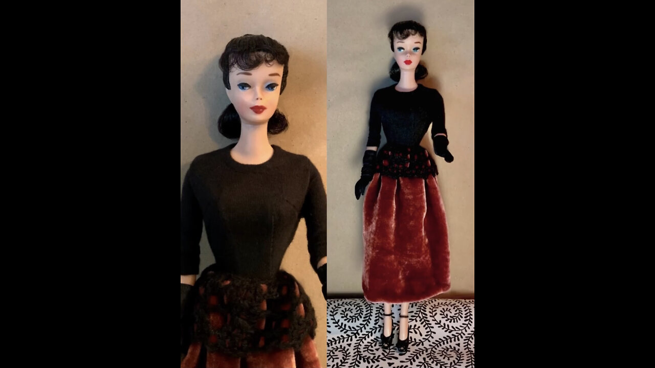 Spice Velvet Skirt and Black Wool Top for Barbie