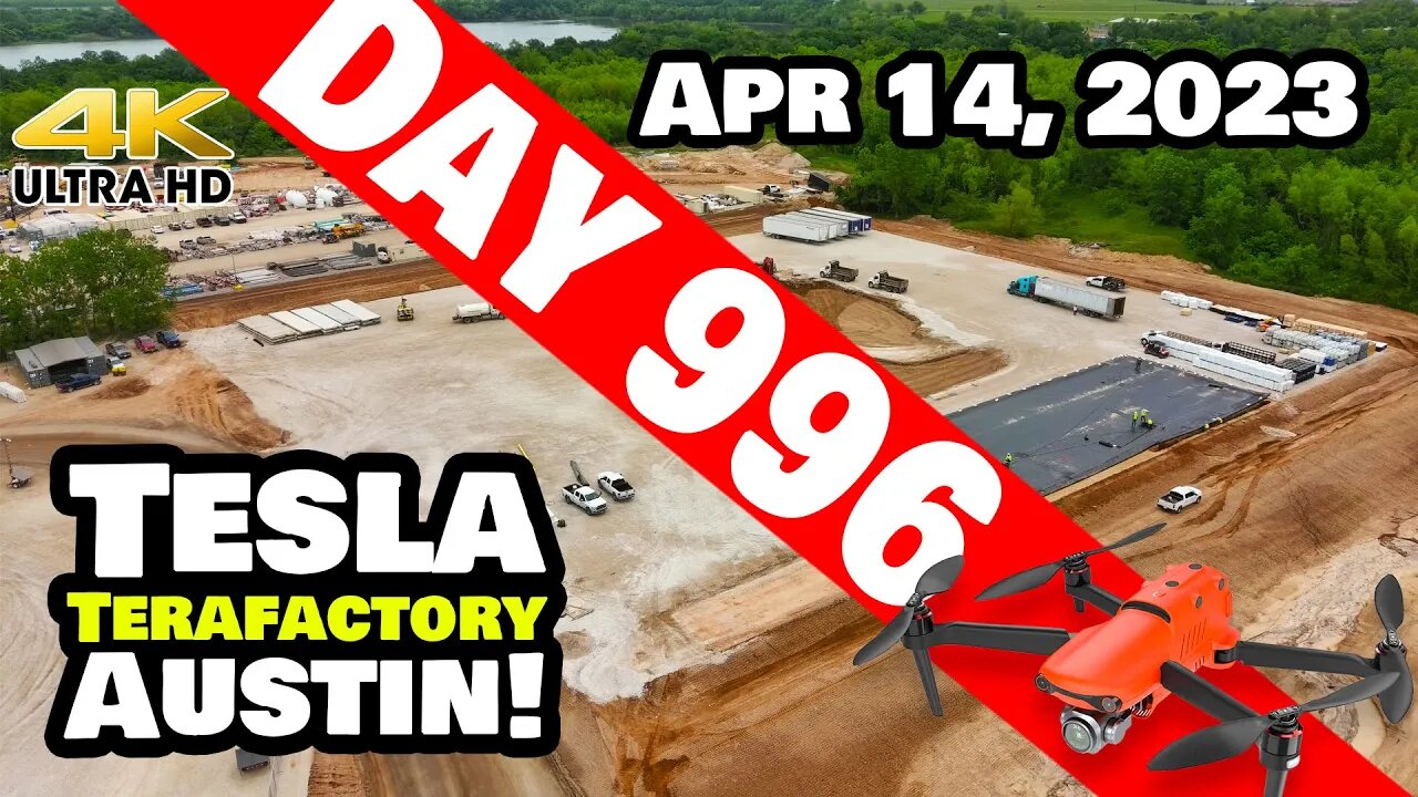 EAST PARKING GARAGE PROGRESS AT GIGA TEXAS! - Tesla Gigafactory Austin 4K Day 996 - 4/14/23 - Tesla