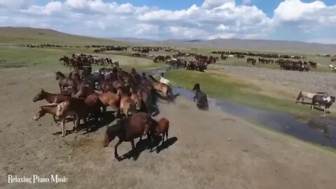 FLYING ~ OVER ~ MONGOLIA ~ 4K ~ UHD ~ ~ Relaxing ~ Music ~ Along ~ With ~ Beautiful ~ Nature ~ Vid