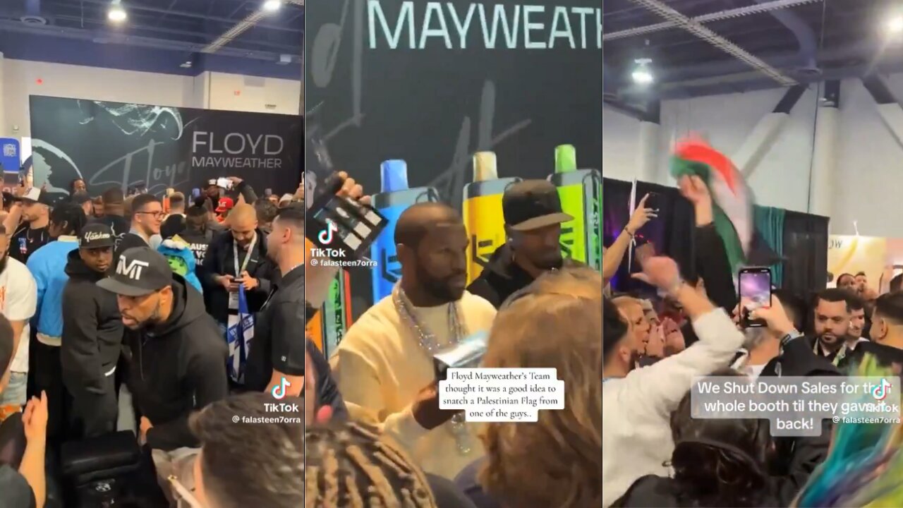 Floyd Mayweather team snatch Palestinian Flag from Palestine Supporter