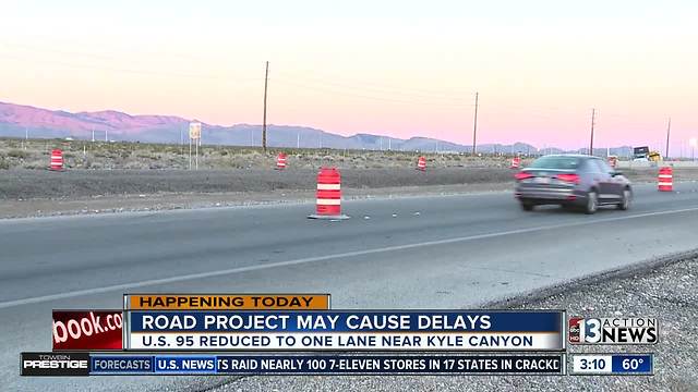 Traffic delays on the way to Kyle Canyon due to U.S. 95 lane reduction