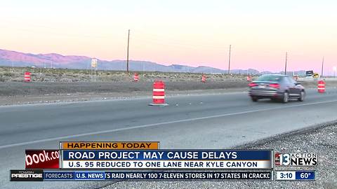 Traffic delays on the way to Kyle Canyon due to U.S. 95 lane reduction