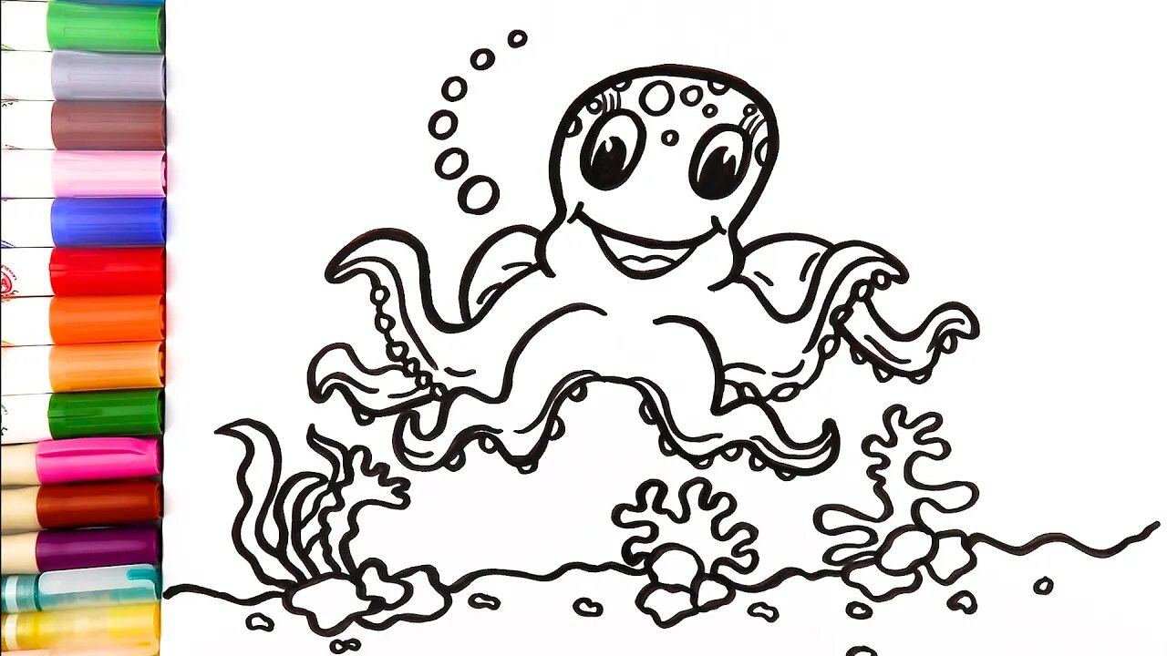 Drawing and Coloring an Octopus for Kids & Toddlers | Ariu Land