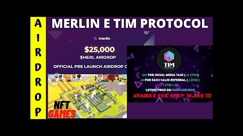 AIRDROP DA MERLIN 25k PARA 1000 DA TIM PROTOCOL PAGANDO $20 PREVISTO PAGAR EM JUNHO 2021