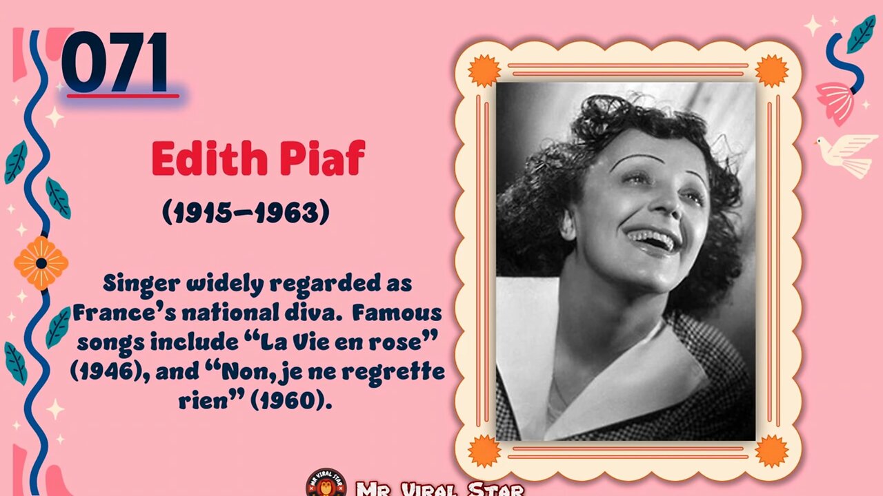 Edith Piaf (1915–1963)| TOP 150 Women That CHANGED THE WORLD | Short Biography