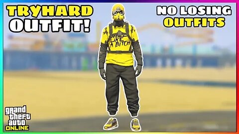 Easy Black Joggers Ripped Yellow Shirt Glitch RNG Tryhard Modded Outfit (No Transfer) (GTA Online)